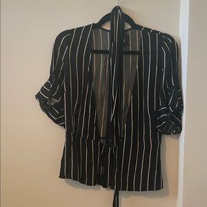 Reformation Black and White Striped Blouse